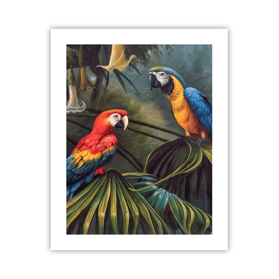 Obraz - Plakat - Romantyzm w tropikach - 40x50cm - Papuga Ara Zwierzęta Las Tropikalny - Foto Plakaty bez ramy do Salonu Sypialni ARTTOR ARTTOR