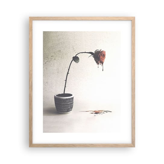 Obraz - Plakat - Rosa dolorosa - 40x50cm - Abstrakcja Róża Sztuka - Foto Plakaty w ramie koloru jasny dąb do Salonu Sypialni ARTTOR ARTTOR