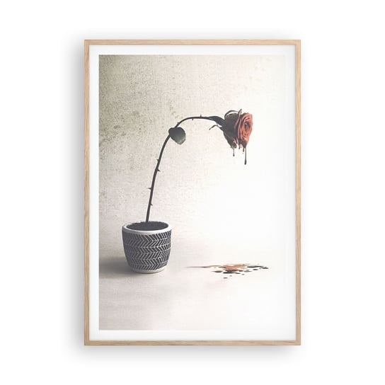 Obraz - Plakat - Rosa dolorosa - 70x100cm - Abstrakcja Róża Sztuka - Foto Plakaty w ramie koloru jasny dąb do Salonu Sypialni ARTTOR ARTTOR