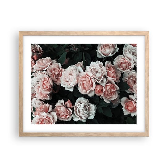Obraz - Plakat - Różany ansamble - 50x40cm - Bukiet Kwiatów Róża Kwiaty - Foto Plakaty w ramie koloru jasny dąb do Salonu Sypialni ARTTOR ARTTOR