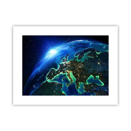 Obraz - Plakat - Roziskrzona Europa - 40x30cm - Kosmos Planeta Ziemia Kontynenty - Foto Plakaty na ścianę bez ramy - Plakat do Salonu Sypialni ARTTOR ARTTOR