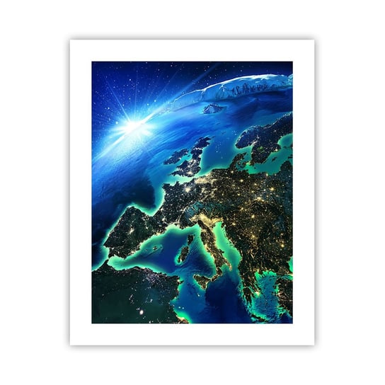 Obraz - Plakat - Roziskrzona Europa - 40x50cm - Kosmos Planeta Ziemia Kontynenty - Foto Plakaty bez ramy do Salonu Sypialni ARTTOR ARTTOR