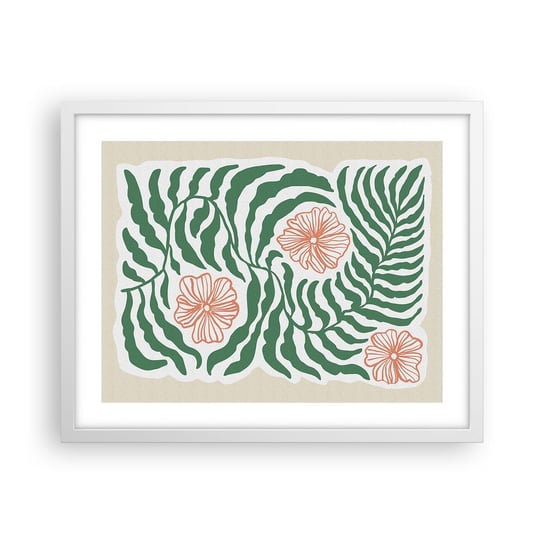 Obraz - Plakat - Rozkwitłe w zieleni - 50x40cm - Boho Botaniczny Kwiaty - Foto Plakaty w ramie koloru białego do Salonu Sypialni ARTTOR ARTTOR