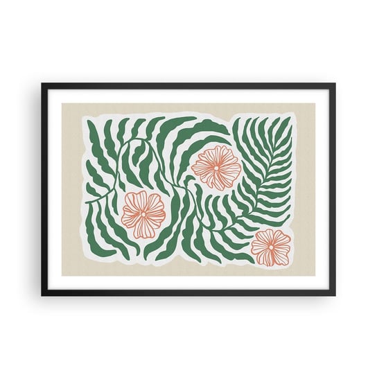 Obraz - Plakat - Rozkwitłe w zieleni - 70x50cm - Boho Botaniczny Kwiaty - Nowoczesny modny obraz Plakat czarna rama ARTTOR ARTTOR