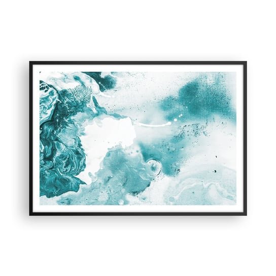 Obraz - Plakat - Rozlewiska błękitu - 100x70cm - Abstrakcja Sztuka Modern Art. - Foto Plakaty w ramie koloru czarnego do Salonu Sypialni ARTTOR ARTTOR