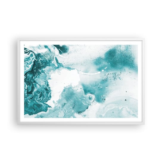 Obraz - Plakat - Rozlewiska błękitu - 91x61cm - Abstrakcja Sztuka Modern Art. - Foto Plakaty na ścianę w ramie białej - Plakat do Salonu Sypialni ARTTOR ARTTOR