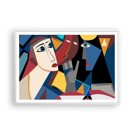 Obraz - Plakat - Rozmowa kubistów - 100x70cm - Ludzie Kubizm Portret - Foto Plakaty w ramie koloru białego do Salonu Sypialni ARTTOR ARTTOR