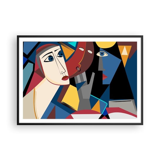 Obraz - Plakat - Rozmowa kubistów - 100x70cm - Ludzie Kubizm Portret - Foto Plakaty w ramie koloru czarnego do Salonu Sypialni ARTTOR ARTTOR