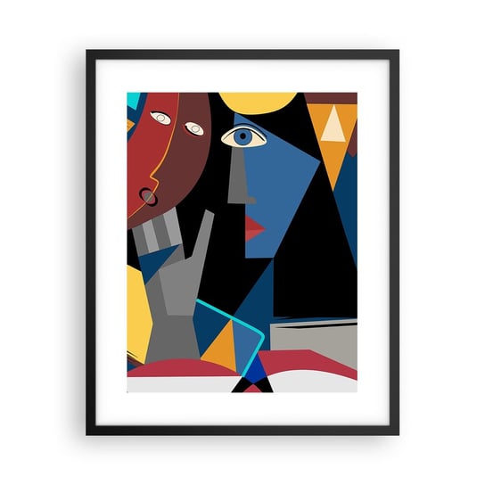 Obraz - Plakat - Rozmowa kubistów - 40x50cm - Ludzie Kubizm Portret - Foto Plakaty w ramie koloru czarnego do Salonu Sypialni ARTTOR ARTTOR