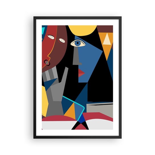 Obraz - Plakat - Rozmowa kubistów - 50x70cm - Ludzie Kubizm Portret - Nowoczesny modny obraz Plakat czarna rama ARTTOR ARTTOR
