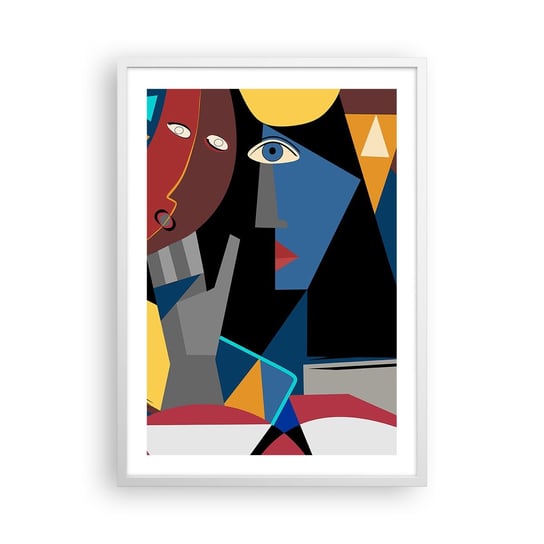 Obraz - Plakat - Rozmowa kubistów - 50x70cm - Ludzie Kubizm Portret - Nowoczesny modny obraz Plakat rama biała ARTTOR ARTTOR
