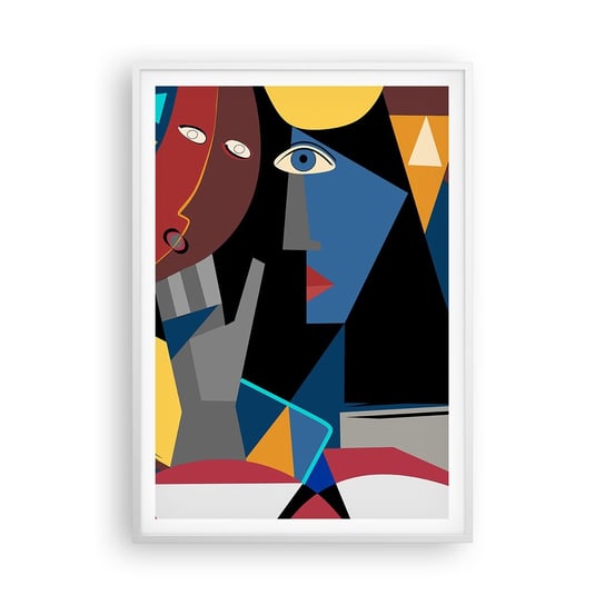 Obraz - Plakat - Rozmowa kubistów - 70x100cm - Ludzie Kubizm Portret - Foto Plakaty w ramie koloru białego do Salonu Sypialni ARTTOR ARTTOR