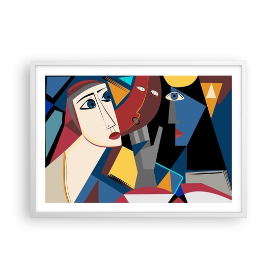 Obraz - Plakat - Rozmowa kubistów - 70x50cm - Ludzie Kubizm Portret - Nowoczesny modny obraz Plakat rama biała ARTTOR ARTTOR
