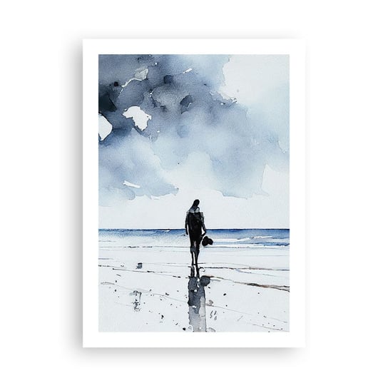 Obraz - Plakat - Rozmowa z morzem - 50x70cm - Samotny Człowiek Brzeg Morza - Nowoczesny modny obraz Plakat bez ramy do Salonu Sypialni ARTTOR ARTTOR