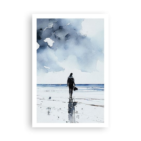 Obraz - Plakat - Rozmowa z morzem - 61x91cm - Samotny Człowiek Brzeg Morza - Foto Plakaty na ścianę bez ramy - Plakat do Salonu Sypialni ARTTOR ARTTOR