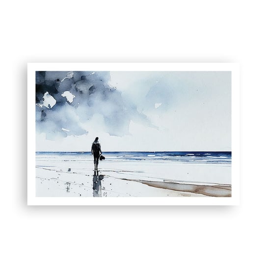Obraz - Plakat - Rozmowa z morzem - 91x61cm - Samotny Człowiek Brzeg Morza - Foto Plakaty na ścianę bez ramy - Plakat do Salonu Sypialni ARTTOR ARTTOR