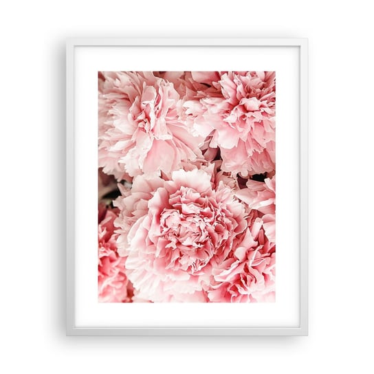 Obraz - Plakat - Różowe marzenie - 40x50cm - Kwiaty Piwonie Romantyzm - Foto Plakaty w ramie koloru białego do Salonu Sypialni ARTTOR ARTTOR