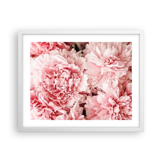 Obraz - Plakat - Różowe marzenie - 50x40cm - Kwiaty Piwonie Romantyzm - Foto Plakaty w ramie koloru białego do Salonu Sypialni ARTTOR ARTTOR