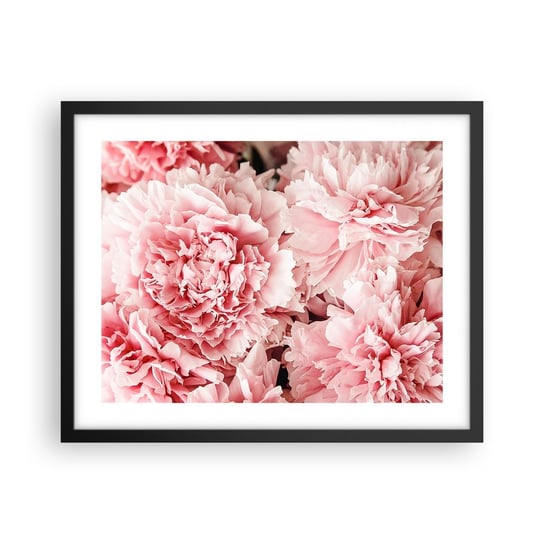 Obraz - Plakat - Różowe marzenie - 50x40cm - Kwiaty Piwonie Romantyzm - Foto Plakaty w ramie koloru czarnego do Salonu Sypialni ARTTOR ARTTOR