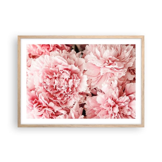 Obraz - Plakat - Różowe marzenie - 70x50cm - Kwiaty Piwonie Romantyzm - Nowoczesny modny obraz Plakat rama jasny dąb ARTTOR ARTTOR