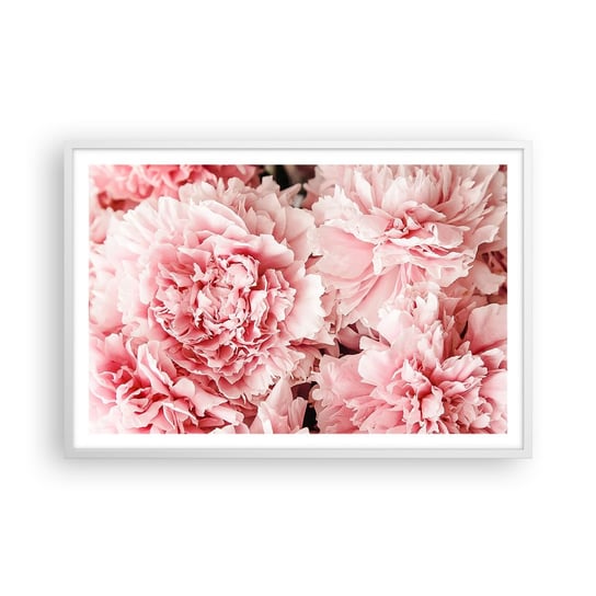 Obraz - Plakat - Różowe marzenie - 91x61cm - Kwiaty Piwonie Romantyzm - Foto Plakaty na ścianę w ramie białej - Plakat do Salonu Sypialni ARTTOR ARTTOR