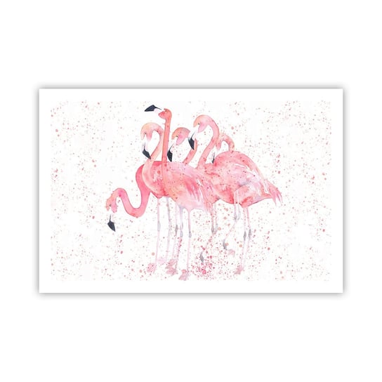 Obraz - Plakat - Różowy ansambl - 91x61cm - Flamingi Ptaki Grafika - Foto Plakaty na ścianę bez ramy - Plakat do Salonu Sypialni ARTTOR ARTTOR