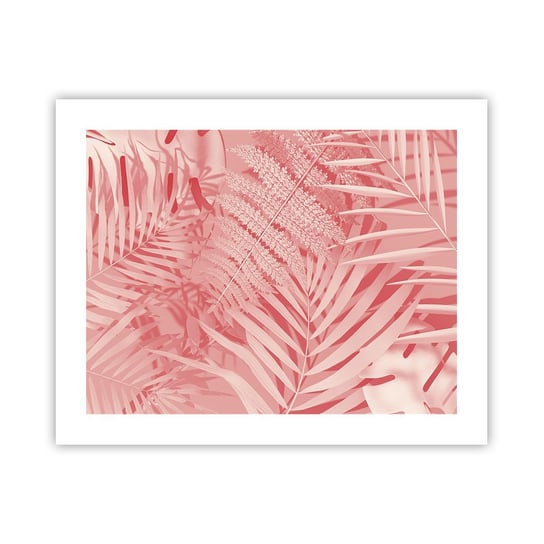 Obraz - Plakat - Różowy koncept - 50x40cm - Abstrakcja Liść Palmy Grafika - Foto Plakaty bez ramy do Salonu Sypialni ARTTOR ARTTOR