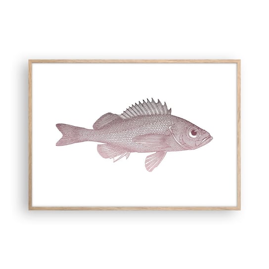 Obraz - Plakat - Ryba wielkooka - 100x70cm - Ryba Podwodny Minimalistyczny - Foto Plakaty w ramie koloru jasny dąb do Salonu Sypialni ARTTOR ARTTOR