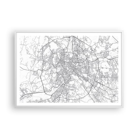 Obraz - Plakat - Rzymski krąg - 100x70cm - Miasto Mapa Miasta Rzym - Foto Plakaty w ramie koloru białego do Salonu Sypialni ARTTOR ARTTOR