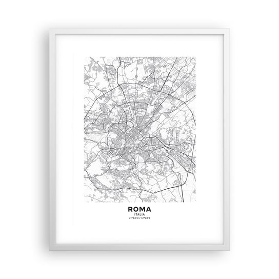Obraz - Plakat - Rzymski krąg - 40x50cm - Miasto Mapa Miasta Rzym - Foto Plakaty w ramie koloru białego do Salonu Sypialni ARTTOR ARTTOR
