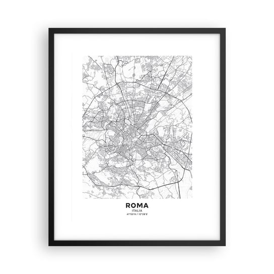 Obraz - Plakat - Rzymski krąg - 40x50cm - Miasto Mapa Miasta Rzym - Foto Plakaty w ramie koloru czarnego do Salonu Sypialni ARTTOR ARTTOR