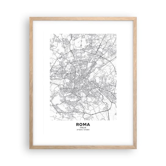 Obraz - Plakat - Rzymski krąg - 40x50cm - Miasto Mapa Miasta Rzym - Foto Plakaty w ramie koloru jasny dąb do Salonu Sypialni ARTTOR ARTTOR