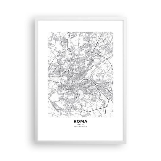 Obraz - Plakat - Rzymski krąg - 50x70cm - Miasto Mapa Miasta Rzym - Nowoczesny modny obraz Plakat rama biała ARTTOR ARTTOR