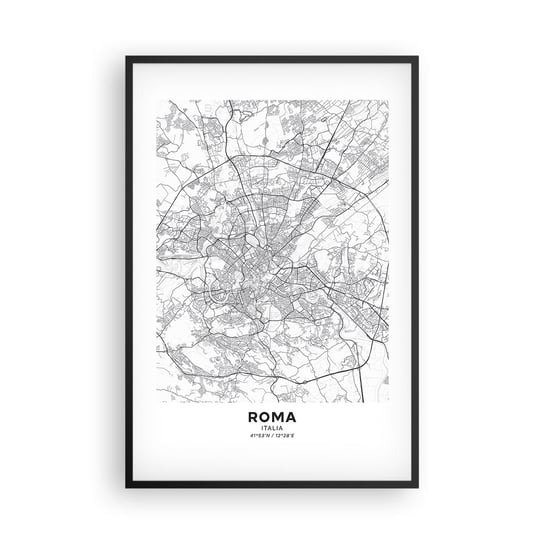 Obraz - Plakat - Rzymski krąg - 61x91cm - Miasto Mapa Miasta Rzym - Foto Plakaty na ścianę w czarnej ramie - Plakat do Salonu Sypialni ARTTOR ARTTOR