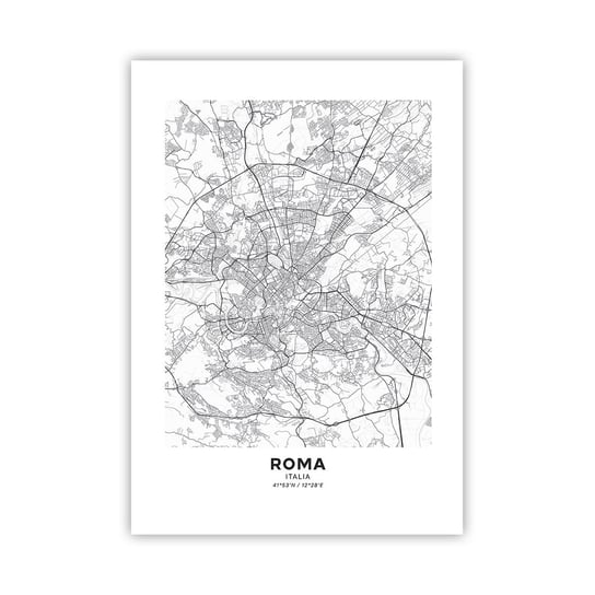 Obraz - Plakat - Rzymski krąg - 70x100cm - Miasto Mapa Miasta Rzym - Foto Plakaty bez ramy na ścianę do Salonu Sypialni ARTTOR ARTTOR