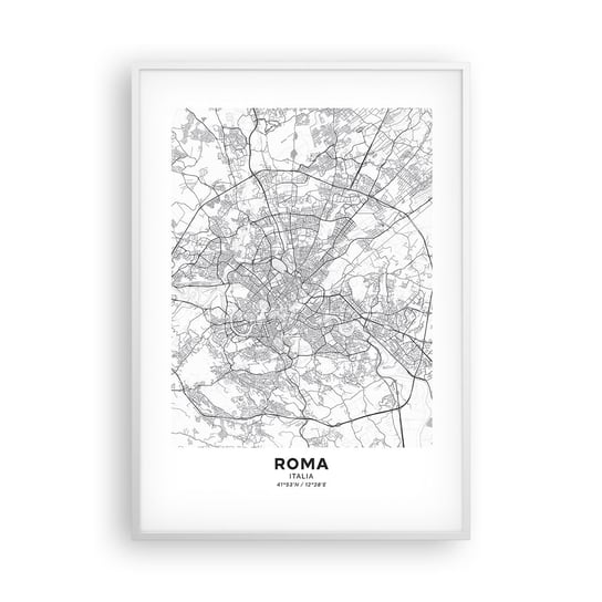 Obraz - Plakat - Rzymski krąg - 70x100cm - Miasto Mapa Miasta Rzym - Foto Plakaty w ramie koloru białego do Salonu Sypialni ARTTOR ARTTOR