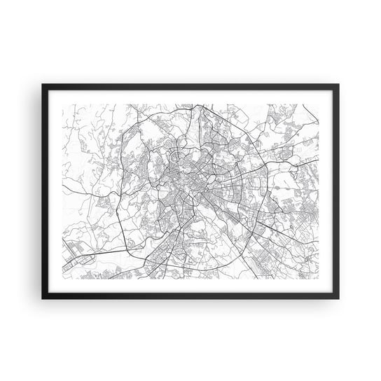 Obraz - Plakat - Rzymski krąg - 70x50cm - Miasto Mapa Miasta Rzym - Nowoczesny modny obraz Plakat czarna rama ARTTOR ARTTOR