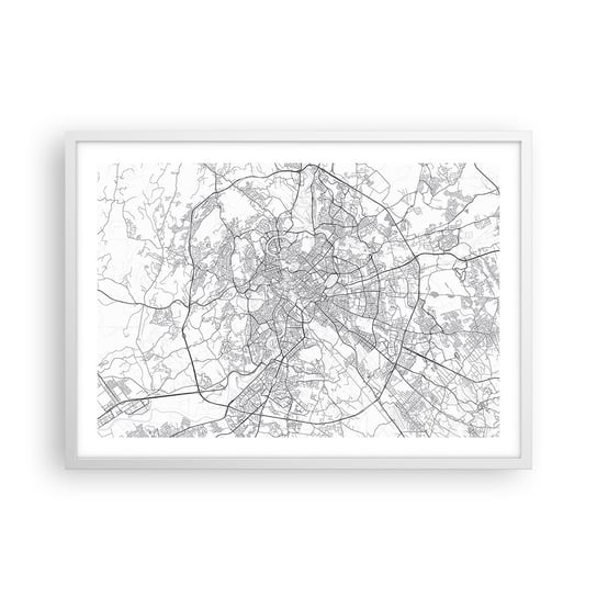 Obraz - Plakat - Rzymski krąg - 70x50cm - Miasto Mapa Miasta Rzym - Nowoczesny modny obraz Plakat rama biała ARTTOR ARTTOR