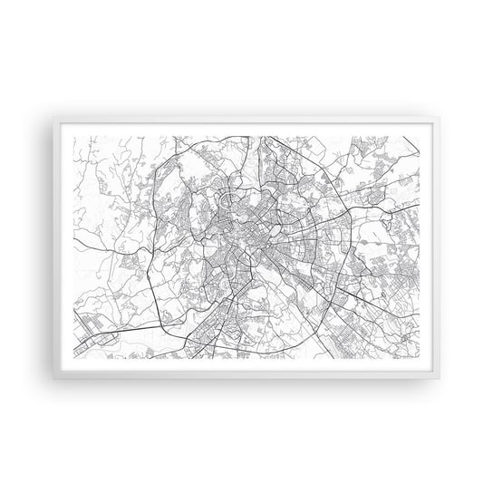 Obraz - Plakat - Rzymski krąg - 91x61cm - Miasto Mapa Miasta Rzym - Foto Plakaty na ścianę w ramie białej - Plakat do Salonu Sypialni ARTTOR ARTTOR