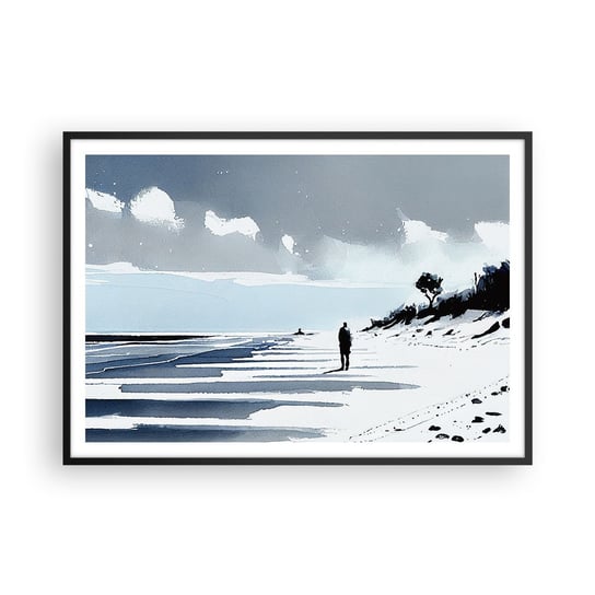 Obraz - Plakat - Sam na sam - 100x70cm - Pejzaż Plaża Sztuka - Foto Plakaty w ramie koloru czarnego do Salonu Sypialni ARTTOR ARTTOR