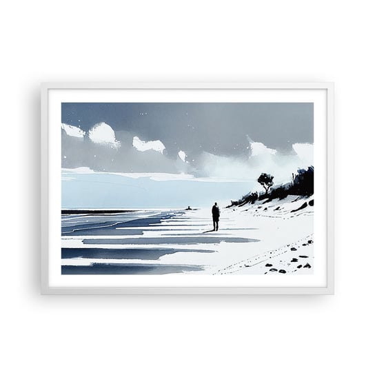 Obraz - Plakat - Sam na sam - 70x50cm - Pejzaż Plaża Sztuka - Nowoczesny modny obraz Plakat rama biała ARTTOR ARTTOR