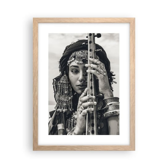 Obraz - Plakat - Sama muzyka orientu - 30x40cm - Kobieta Boho Biżuteria - Foto Plakaty na ścianę w ramie jasny dąb - Plakat do Salonu Sypialni ARTTOR ARTTOR