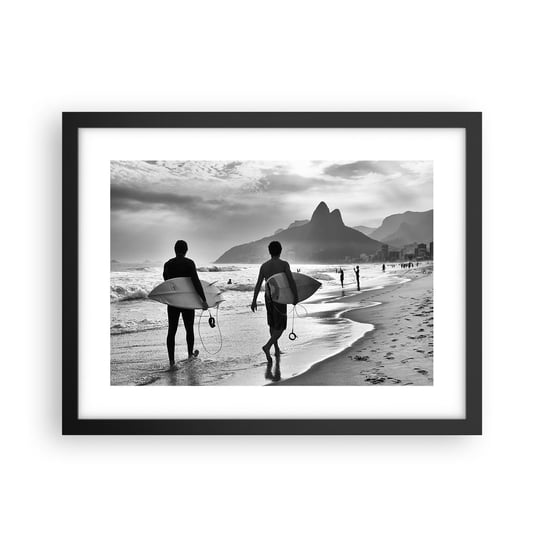Obraz - Plakat - Samba na jedną falę - 40x30cm - Surfer Brazylia Morze - Foto Plakaty na ścianę w czarnej ramie - Plakat do Salonu Sypialni ARTTOR ARTTOR