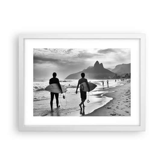 Obraz - Plakat - Samba na jedną falę - 40x30cm - Surfer Brazylia Morze - Foto Plakaty na ścianę w ramie białej - Plakat do Salonu Sypialni ARTTOR ARTTOR