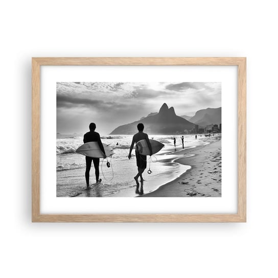 Obraz - Plakat - Samba na jedną falę - 40x30cm - Surfer Brazylia Morze - Foto Plakaty na ścianę w ramie jasny dąb - Plakat do Salonu Sypialni ARTTOR ARTTOR