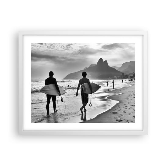 Obraz - Plakat - Samba na jedną falę - 50x40cm - Surfer Brazylia Morze - Foto Plakaty w ramie koloru białego do Salonu Sypialni ARTTOR ARTTOR