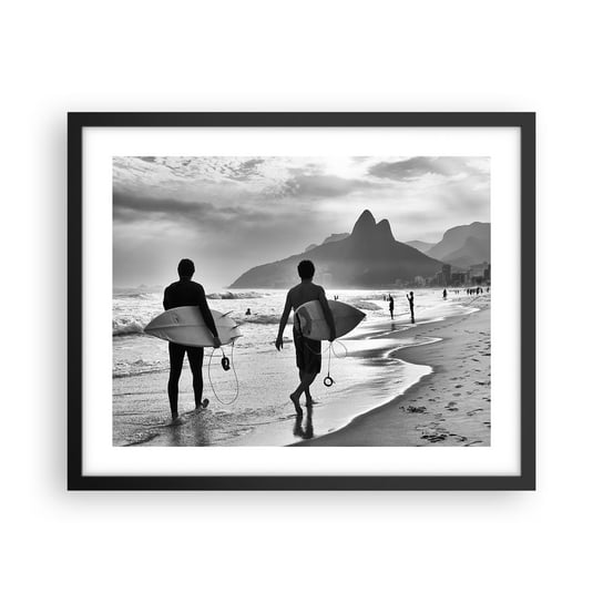 Obraz - Plakat - Samba na jedną falę - 50x40cm - Surfer Brazylia Morze - Foto Plakaty w ramie koloru czarnego do Salonu Sypialni ARTTOR ARTTOR