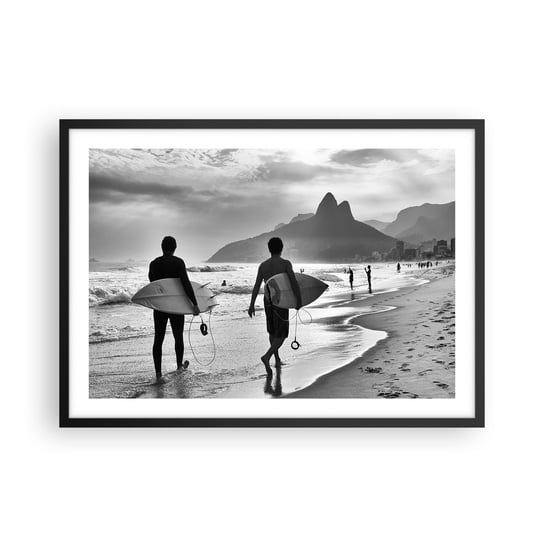 Obraz - Plakat - Samba na jedną falę - 70x50cm - Surfer Brazylia Morze - Nowoczesny modny obraz Plakat czarna rama ARTTOR ARTTOR