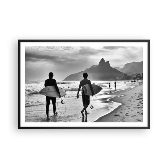 Obraz - Plakat - Samba na jedną falę - 91x61cm - Surfer Brazylia Morze - Foto Plakaty na ścianę w czarnej ramie - Plakat do Salonu Sypialni ARTTOR ARTTOR