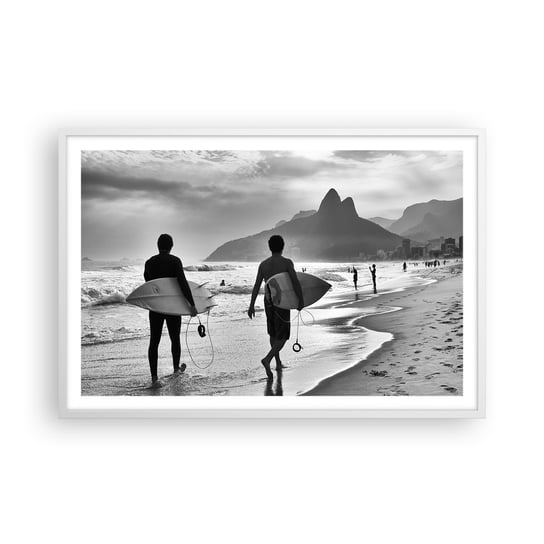Obraz - Plakat - Samba na jedną falę - 91x61cm - Surfer Brazylia Morze - Foto Plakaty na ścianę w ramie białej - Plakat do Salonu Sypialni ARTTOR ARTTOR